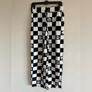 Urban Outfitters Peace & Mushroom Checkerboard Pants Black White Size M
